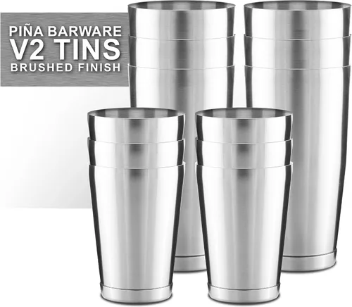 Miniatura 2 de Set de Coctelera Boston de Acero Inoxidable Piña Barware para Bar Comercial - 800 ml y 500 ml / Acabado Cepillo (V2-1 Par)
