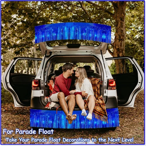 Miniatura 3 de Paquete de 2 flotadores de 10 pies con purpurina azul real para remolque, flecos de papel de aluminio con purpurina metálica, serpentinas de oropel