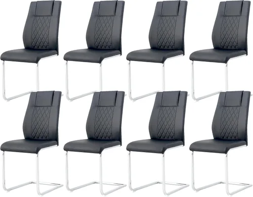 Miniatura 13 de Juego de 4 sillas de comedor, sillas de cocina, sillas de metal modernas con asiento acolchado de piel sintética con respaldo alto y patas cromadas