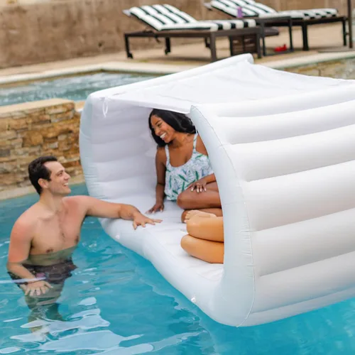 Miniatura 4 de Comfy Floats Sofá inflable para piscina, flotador de piscina blanco, cabina flotante, flotador de piscina de lujo para adultos