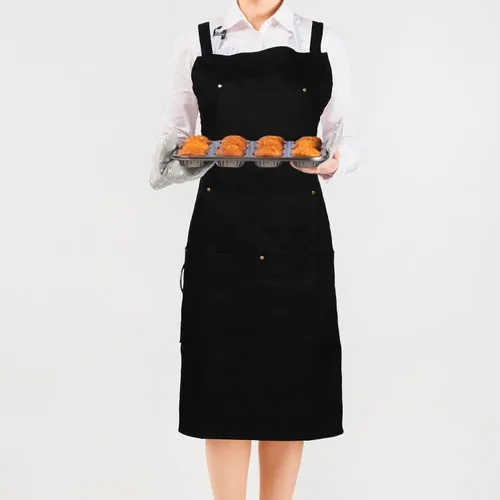 Miniatura 5 de Waterproof Canvas Chef Apron with Multiple Pockets, Thick Sturdy Cooking Work Apron for Men and Women, Suitable for Nail Salon, Kitchen, Restaurant