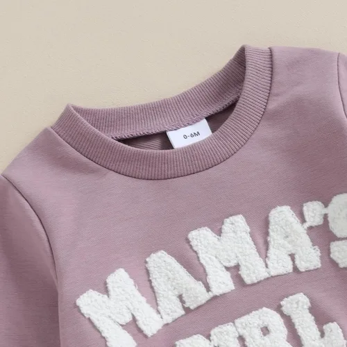 Miniatura 22 de Conjunto de 2 piezas de ropa de otoño para bebé y niña, sudadera de manga larga con cuello redondo y pantalones deportivos, conjunto de traje
