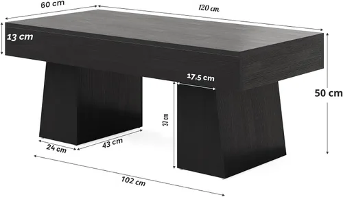 Miniatura 2 de LITTLE TREE - Mesa de café de granja, mesas de centro rectangulares de madera de 47 pulgadas con base gruesa, muebles modernos de cóctel y té