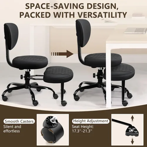 Miniatura 7 de AtHope - Silla de oficina ergonómica con patas cruzadas con ruedas - Altura ajustable para meditación, escritorio para TDAH y yoga - Diseño ancho
