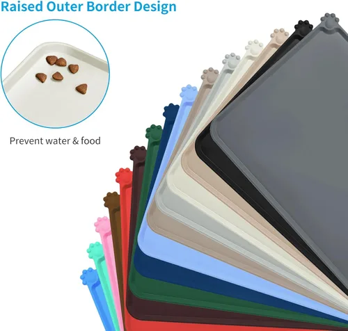 Miniatura 3 de AUDWUD - Tapete de silicona impermeable para alimentación de perros y gatos, antideslizante, tapete para tazón de mascotas Beige