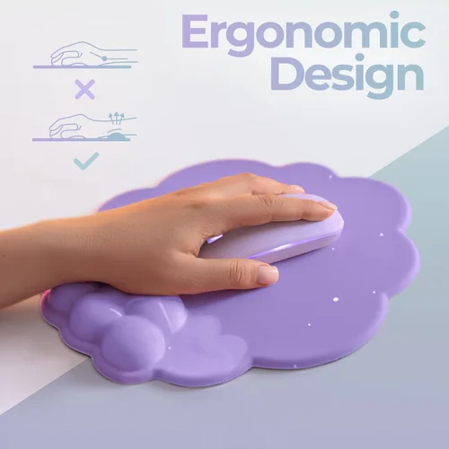 Miniatura 4 de Juego de reposamuñecas Cloud de alta calidad para teclado y mouse pad – Accesorios de escritorio ergonómicos de espuma viscoelástica con soporte