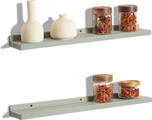 Miniatura 19 de Freezing point Pequeño estante flotante para pared, juego de 4 mini estantes de pared de madera natural de 4 pulgadas, decoración de plantas, negro