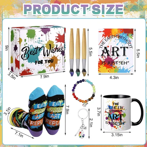 Miniatura 2 de Berlune 11 piezas de regalos de artista de pintura, regalo para profesores de arte, pintor, regalo para mujeres con delantal, taza, manta
