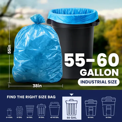 Miniatura 4 de Bolsas de reciclaje azules 38x55 55 galones 100/caja 1.2 mil H-RBL55