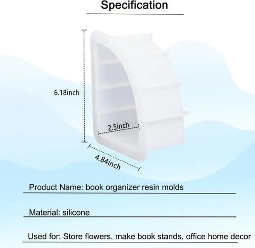 Miniatura 5 de Molde de resina para sujetalibros grandes, 1 par de organizador de libros de geoda de silicona sectorial, molde epoxi de cristal para libros