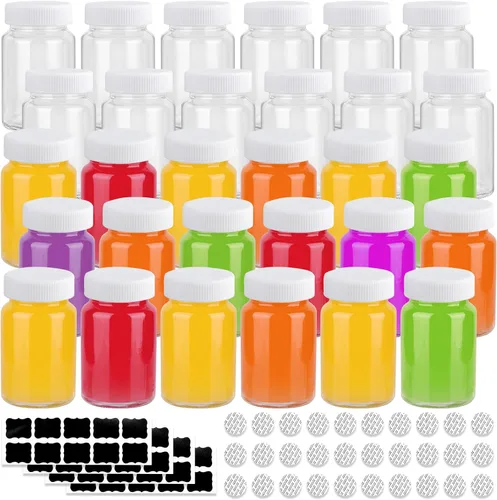 Miniatura 10 de HINGWAH Paquete de 12 botellas de vidrio de 4 onzas con tapas, botellas vacías de 4.1 fl oz de chupito de jugo de bienestar, tarros de vidrio