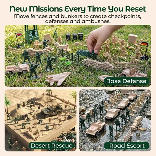 Miniatura 5 de 3 otters Conjunto de 120 piezas de soldados del ejército, set de juego de soldados militares, figuras de acción de soldados del ejército