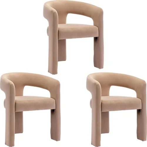 Miniatura 22 de BESTANO Sillas de comedor modernas tapizadas en terciopelo de vellón con respaldo abierto, lindas sillas laterales de barril, sillas de cocina