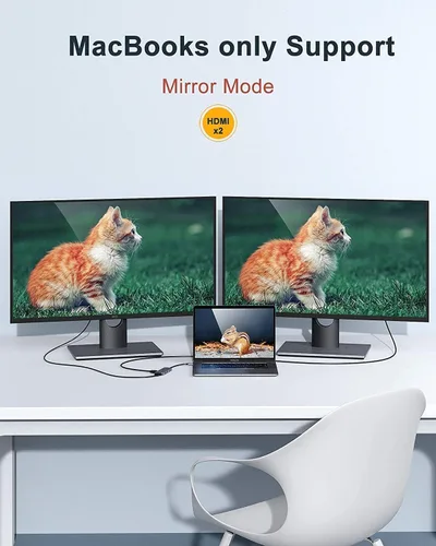 Miniatura 4 de Estación de acoplamiento USB C a adaptador HDMI dual, MOKiN USB C Hub Dual HDMI Monitores para Windows, adaptador USB C con HDMI dual, 3 puertos