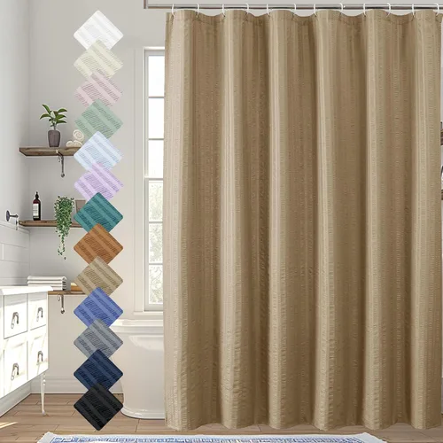 Miniatura 86 de Aiyufeng Moga - Cortina de ducha verde salvia, cortinas de ducha texturizadas en relieve 3D para baño, cortina de baño de tela de poliéster de lujo