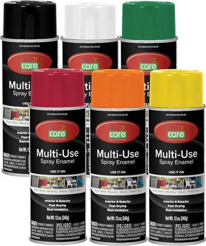 Miniatura 13 de Pintura en aerosol, 12 onzas, paquete de 6 (mezcla de colores cálidos: blanco brillante, rojo rubí, naranja, amarillo, marrón, negro brillante)