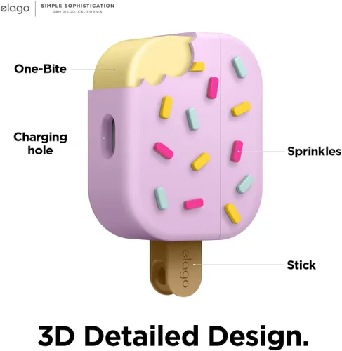 Miniatura 3 de elago - Funda con llavero para audífonos AirPods Pro de Apple en forma de helado. Azul (Arándano)