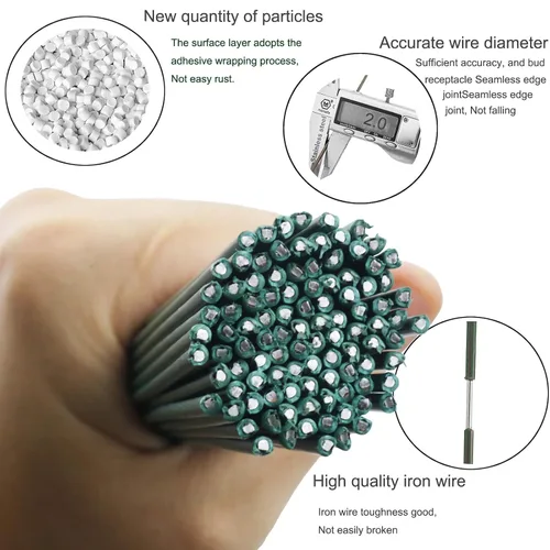 Miniatura 3 de Arlai 100 piezas de alambre de tallo floral calibre 2, 16 pulgadas, alambre floral verde oscuro - Suministros para hacer coronas de flores