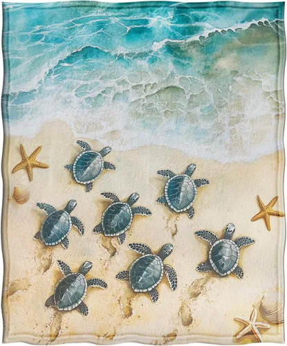 Miniatura 3 de Jekeno Manta de Tortuga Marina para Adultos y Niños, Regalo de Manta de Tortuga Marina para Mujeres y Hombres, Decoración de Playa para Dormitorio