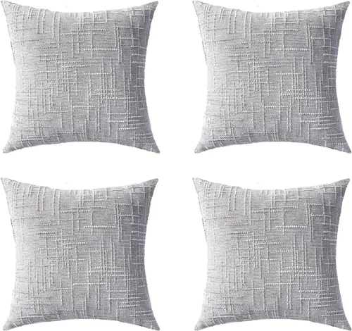 Miniatura 10 de Fundas de almohada decorativas de 18 x 18 pulgadas, juego de 4, suaves, sólidas, de estilo granja, fundas de almohada de chenilla para sofá, fundas
