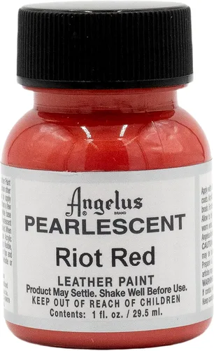 Angelus Pintura de cuero nacarado, rojo antidisturbios, 1 onza para personalizar zapatos, botas, chaquetas, camisas, zapatillas de deporte y más,