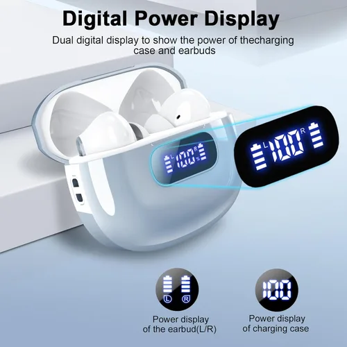 Miniatura 3 de Wekily Auriculares inalámbricos, auriculares Bluetooth 5.3 con pantalla de alimentación LED, auriculares inalámbricos 2025, estéreo de alta
