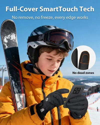Miniatura 4 de Pixel Panda Guantes de invierno para hombre impermeables, guantes para climas fríos extremos para mujer con Thinsulate de 3M y forro polar grueso