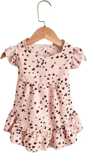 Generic Vestido para perro con estampado de corazón rosa, talla XS, lindo vestido para perro, falda tutú para cachorro, chihuahua, cumpleaños,
