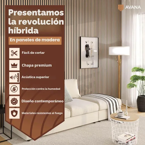 Miniatura 2 de Avana Paneles de pared de madera acústica – Paneles de 93.2 x 11.25 pulgadas – Se adapta a diseños de 94 x 12 pulgadas – Paneles acústicos de roble