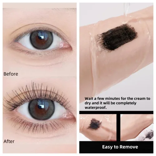 Miniatura 6 de Máscara impermeable para pestañas finas, rímel negro con cepillo de peine separa las pestañas para definición, volumen y longitud, rizado, a prueba