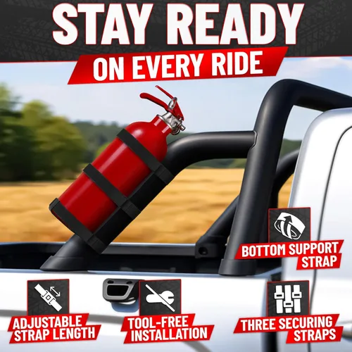 Miniatura 4 de Fire Extinguisher Mount for Vehicle - Adjustable Nylon Strap Fix, No-Drill, Roll Bar Mount, Quick Release Fits 3 lb Extinguishers - Fire