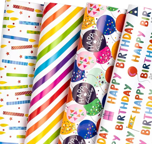 Miniatura 8 de WRAPAHOLIC Hoja de papel de regalo, 12 hojas con bonito diseño de animales para cumpleaños, vacaciones, fiestas, baby shower, 17.5 x 39.3 pulgadas