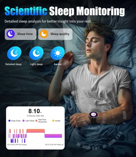 Miniatura 7 de LIGE Reloj inteligente militar para hombre, 1.85 pulgadas HD/800 mAh batería inteligente relojes para Android iOS
