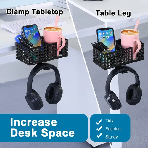Miniatura 3 de Soporte para tazas de escritorio, gancho con clip, soporte para bolígrafo, organizador de escritorio, soporte para lápices, soporte para teléfono
