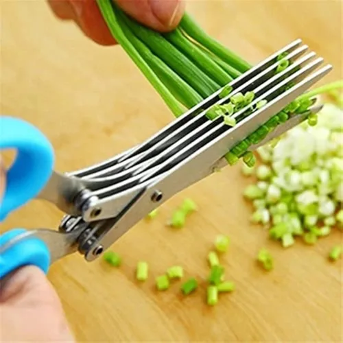 Cuchillos multifuncionales de acero inoxidable multicapa Tijeras de cocina Cortador de cebollino Hierba Especias Cortador de cocina Cortador de