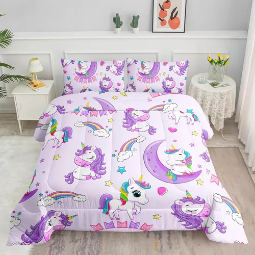 Miniatura 15 de Axolotl - Juego de ropa de cama para niños con diseño de gatos de dibujos animados tamaño individual, juego de edredón con líneas degradadas y lindo