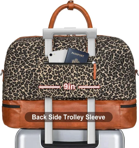Miniatura 66 de IBFUN Bolsas de fin de semana para mujer, bolsa grande de lona para viaje, bolsa de viaje con compartimento para zapatos, 21 pulgadas, juego de 3