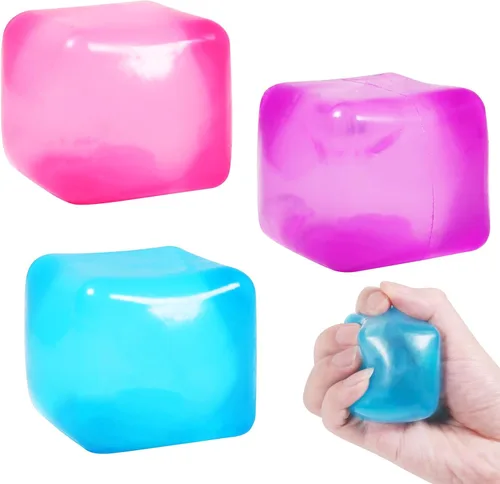 Miniatura 8 de 2 piezas de gran cubo de estrés de 2.45 pulgadas, bola blanda de hielo de mampostería Squishy - Juguete de diamante de malta y azúcar para tu mejor