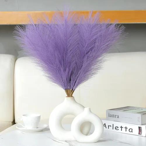 Miniatura 46 de Ureymx Hierba de Pampas Artificial Decorativa 17.7 Pulgadas 30pcs, Arreglo Floral de Hierba de Pampas y Relleno de Jarrón Hierba de Pampas Azul