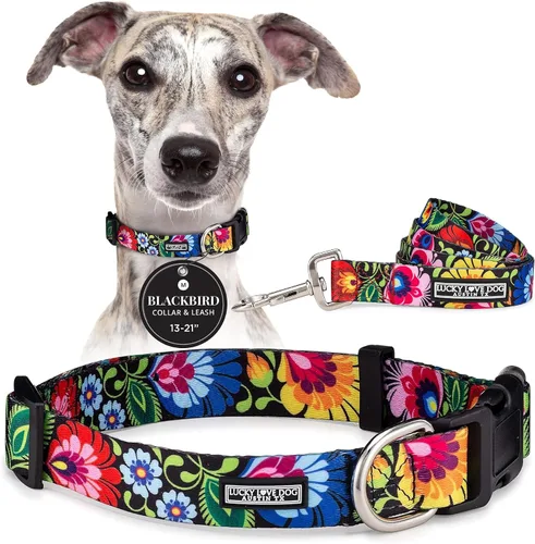 Miniatura 64 de Lucky Love Dog - Collar para perras pequeñas, diseño Blackbird de estampado alegre con flores de primavera y verano, talla XS