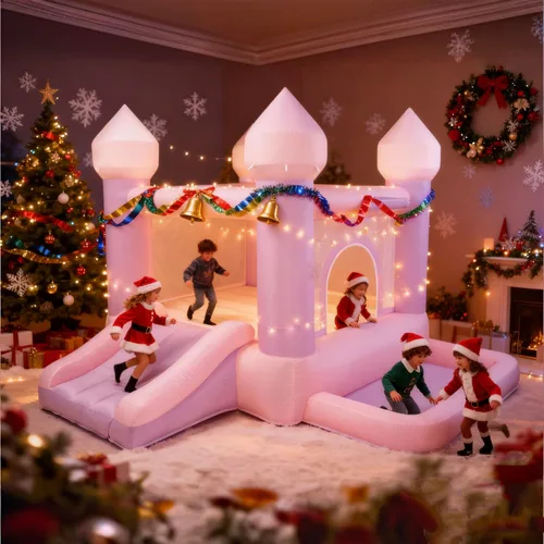 Miniatura 4 de Casa de Rebote Inflable de 9 Pies Rosa/Morada, Trampolín para Niños Pequeños Adecuado para Niños de 3-6 Años, Regalos de Fiesta