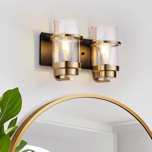 Miniatura 11 de Apliques de pared de color negro mate y latón, moderna lámpara de pared interior para chimenea, lámpara de pared de granja para baño, pasillos