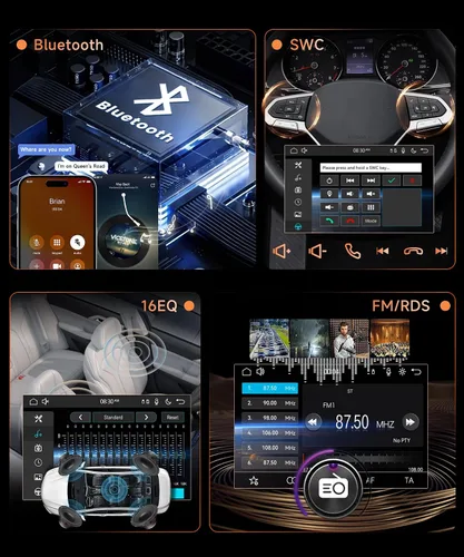Miniatura 5 de MAHVEC Estéreo de automóvil de 10.4 pulgadas con CarPlay Android Auto, radio de pantalla táctil de rotación HD con Bluetooth, USB, Mirror Link, SWC