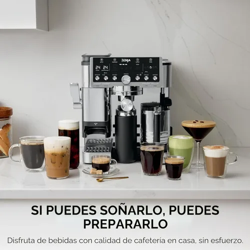 Miniatura 10 de Ninja Luxe Café Pro Series, máquina de café expreso, café por goteo, infusión fría, agua caliente, prensador integrado, molinillo integrado, Acero