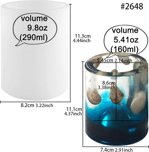 Miniatura 2 de Molde de silicona epoxi grande para moldeo de resina, cemento, yeso, chocolate, galletas, dulces, hielo, bricolaje, cilindro, 4.4 x 3 pulgadas