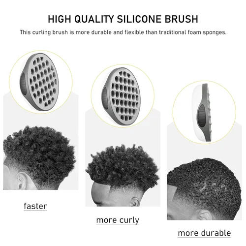 Miniatura 9 de WTTORDE Cepillo de silicona con peine de púa, peine rizado para rizos afro, rizador de agujeros pequeños para hombres, mujeres, niños y niñas, gris