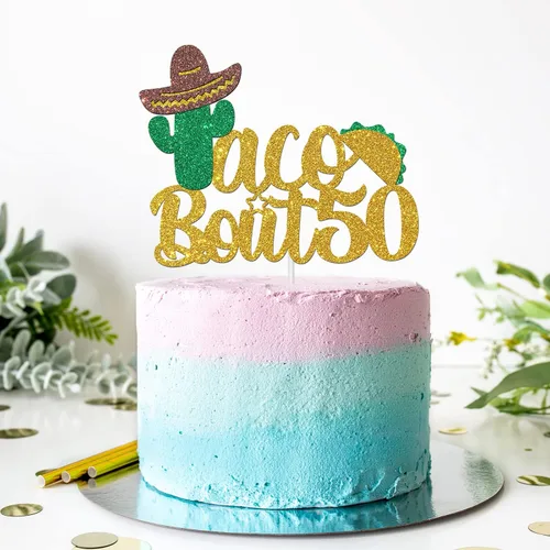 Miniatura 5 de Taco Bout 50-G - Decoración para pastel de 50 años, temática de fiesta mexicana, decoración de fiesta de cumpleaños número 50 y fabulosa, decoración