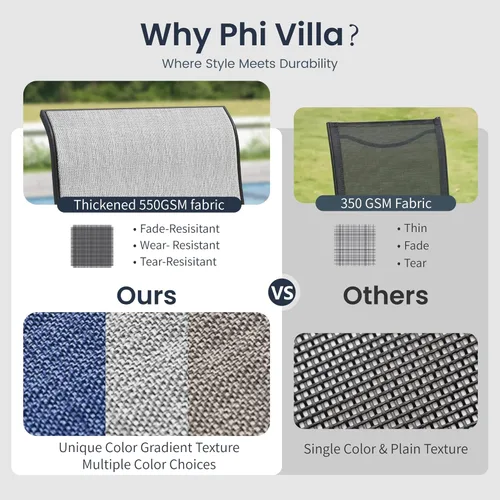 Miniatura 4 de PHI VILLA Juego de comedor de patio de 5 piezas con sillas de comedor giratorias para exteriores (gris) y mesa de comedor de acero de metal de 37 x