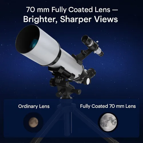 Miniatura 2 de BARSKA Starwatcher telescopio refractor de 400 x 70 mm con trípode de mesa y funda de transporte