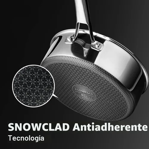 Miniatura 5 de SNOWCLAD Sartenes antiadherentes con tapa, sartén salteadora híbrida antiadherente de 5 cuartos, utensilios de cocina sin PFOA, sartén de acero